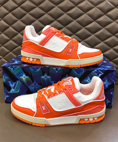 lv trainer sneaker orange